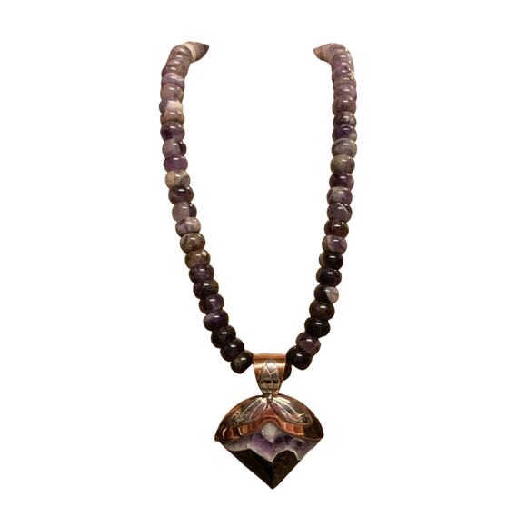 Jay King Necklace & Pendant Sterling Silver, Copper and Amethyst Statement Piece - Picture 2 of 14